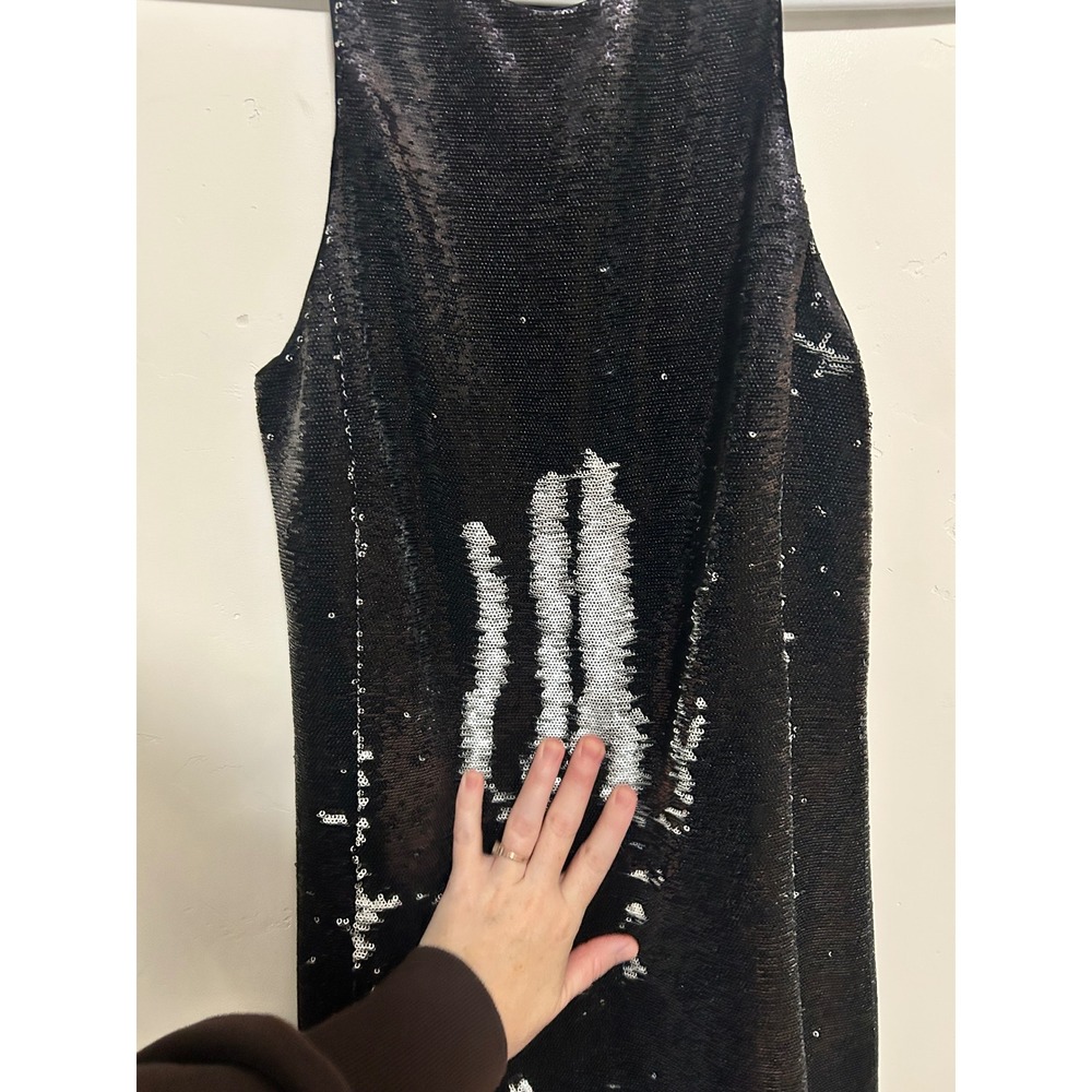 Maje Black Sequin Halter Neck Mini Dress Size 36 - Picture 6 of 7